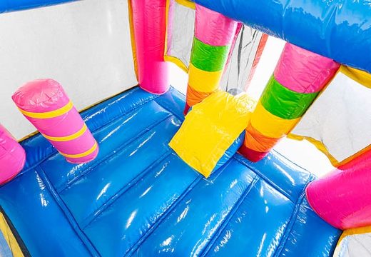 Mini opblaasbare luchtkussen met glijbaan te koop in unicorn thema voor kinderen. Koop opblaasbare luchtkussens online bij JB Inflatables Nederland