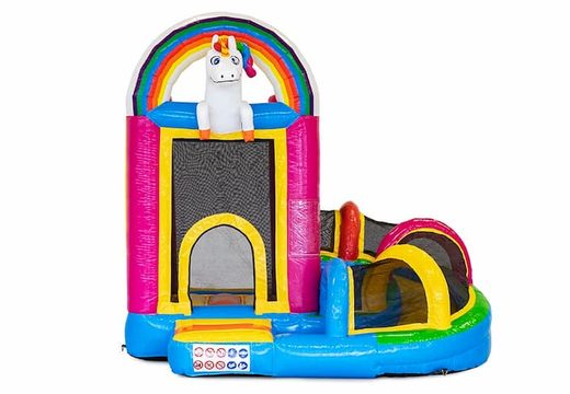 Mini met slide unicorn springkasteel bestellen voor kinderen. Koop opblaasbare springkastelen online bij JB Inflatables Nederland