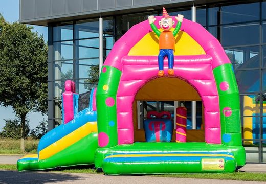 Opblaasbaar overdekt multifun super luchtkussen met glijbaan kopen in thema feest party voor kinderen