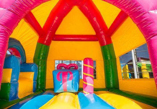 Opblaasbaar overdekt multifun super springkussen met glijbaan kopen in thema feest party voor kids