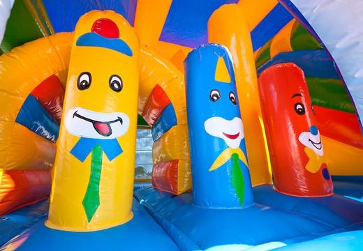 Medium opblaasbare multiplay springkussen met glijbaan in clown thema bestellen voor kinderen. Bestel opblaasbare springkussens online at JB Inflatables Nederland