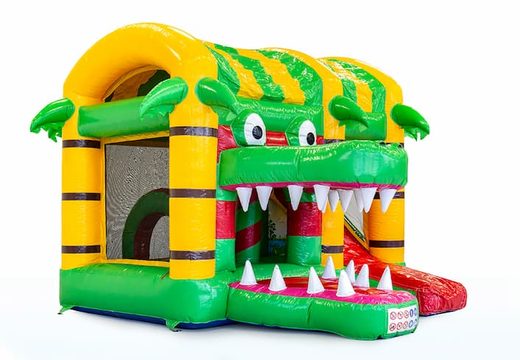 Mini opblaasbare multiplay springkasteel in krokodil thema te bestellen voor kinderen. Bestel opblaasbare springkastelen online at JB Inflatables Nederland