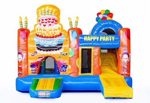 Multiplay springkasteel met slide in thema party bestellen voor kinderen. Koop opblaasbare springkastelen online bij JB Inflatables Nederland