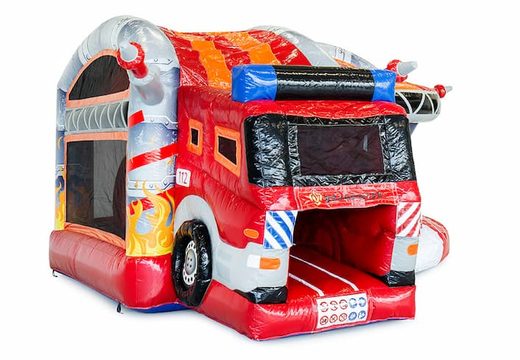 Koop medium opblaasbare brandweer springkasteel met glijbaan voor kinderen. Bestel opblaasbare springkastelen online at JB Inflatables Nederland 