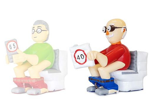 Opblaasbare Abraham pop zittend op de wc te koop als blikvanger voor verjaardagen