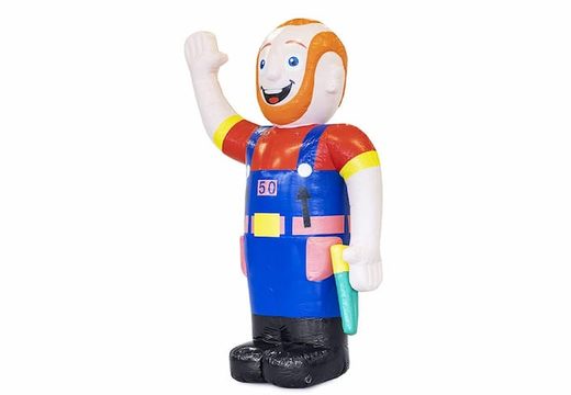 Opblaasbare Abraham pop blikvanger in thema klussen kopen voor verjaardag 50 jubilaris bij JB Inflatables