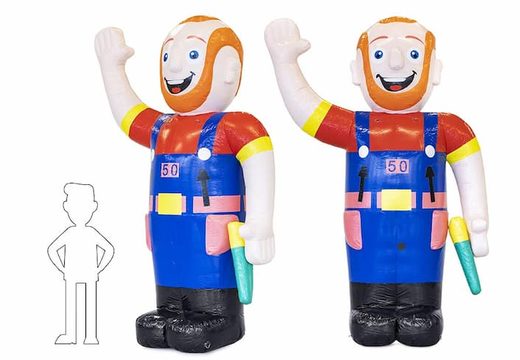 Opblaasbare Abraham pop blikvanger in thema klussen bestellen voor verjaardag 50 jubilaris bij JB Inflatables