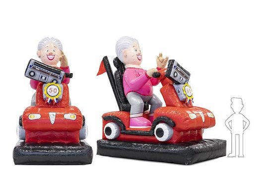 Opblaas Sarah pop blikvanger scootmobiel kopen voor verjaardag 50 jubilaris bij JB Inflatables