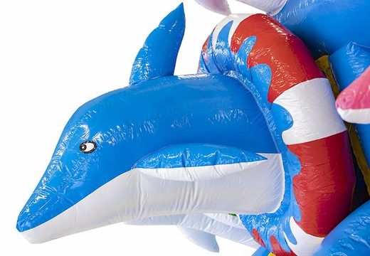 Opblaasbaar springkussen in dolfijnen thema in het blauw bestellen voor kinderen