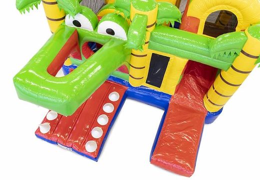 Multiplay springkussen krokodil met obstakels en glijbaan kopen voor kinderen