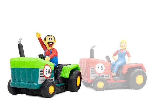 Opblaasbare abraham pop op groene tractor zwaaien te koop voor verjaardagen als blikvanger