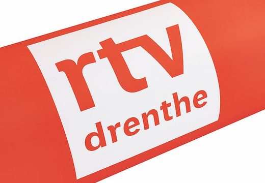 Maatwerk reclame boog voor RTV Drenthe op aanvraag gemaakt