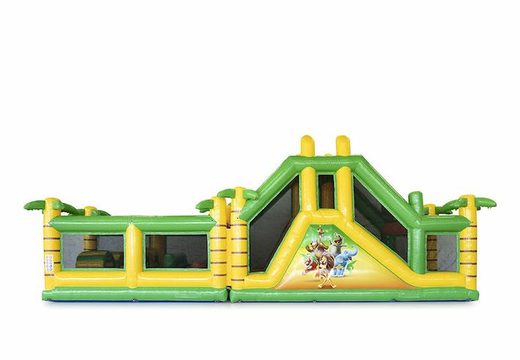 Modulaire stormbaan jungle 13,5m lang met passende 3D objecten kopen voor kinderen. Bestel opblaasbare stormbanen nu online bij JB Inflatables Nederland