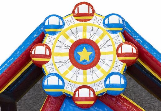 13.5 meter lange stormbaan in thema rollercoaster met passende 3D objecten kopen voor kids.  Bestel opblaasbare stormbanen nu online bij JB Inflatables Nederland