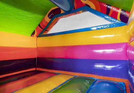 Inflatable springkussen met glijbaan in hippie thema kopen voor kinderen