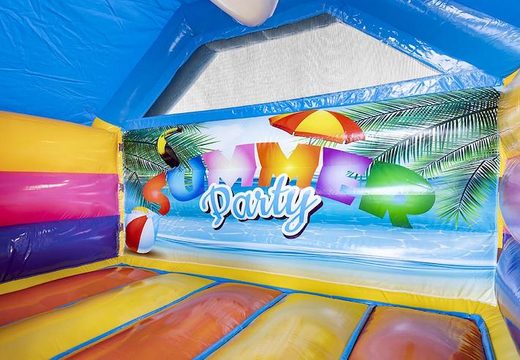 Bestel opblaasbaar luchtkussen met glijbaan in summer party thema voor kinderen