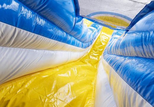 grote blauw met gele glijbaan in waterval thema te koop voor kinderen