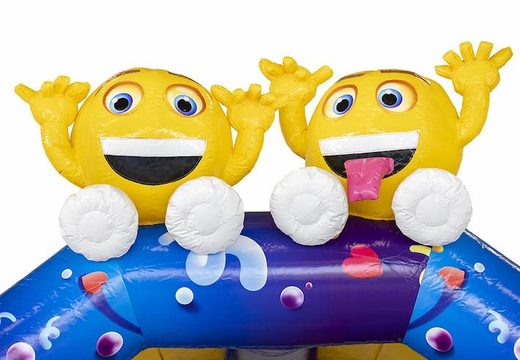 Opblaasbaar springkussen met emojis op het kussen bestellen voor kinderen