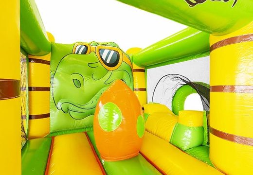 Compact springkussen opblaasbaar in dino thema inclusief glijbaan kopen voor kinderen