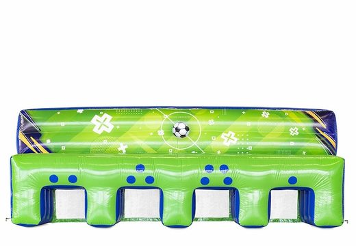 Opblaasbare voetbal sjoelwand in het groen met blauw kopen voor kinderen