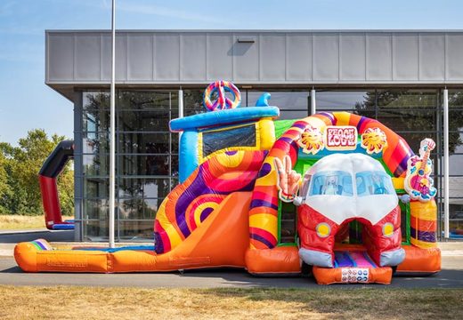 Inflatable multiplay super springkussen in hippie thema met veel kleuren kopen voor kinderen