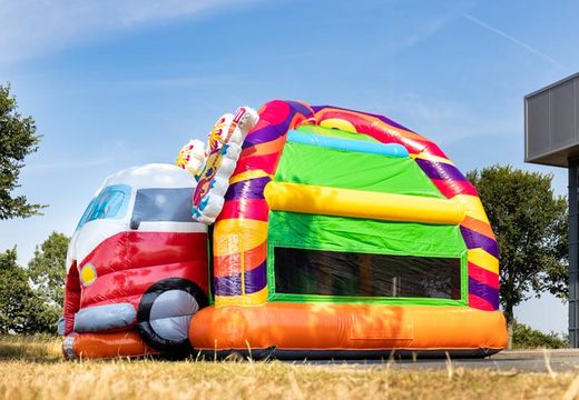 Inflatable multiplay super springkussen in hippie thema met veel kleuren te koop voor kinderen