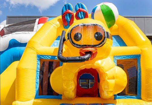 Inflatable luchtkussen met spring gedeelte en glijbaan in rubber duck thema kopen voor kinderen