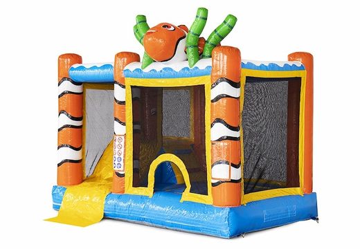 Bouncy castle with bath, slide and orange fish for sale at JB Inflatables
