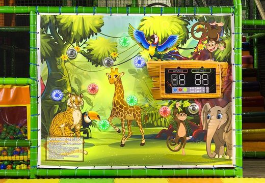 Playground wall met interactieve spots en safari thema voor kinderen om spellen mee te spelen te koop