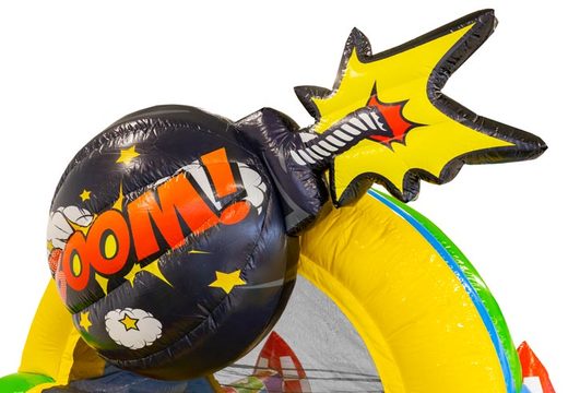 Koop 13m opblaasbare stormbaan in thema Comic voor kids. Bestel opblaasbare stormbanen nu online bij JB Inflatables Nederland