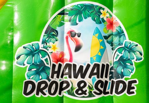 Drop and Slide in thema Hawaii voor kids kopen. Bestel opblaasbare waterglijbanen nu online bij JB Inflatables Nederland