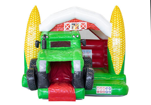 Klein overdekt opblaasbaar Slide Combo springkussen bestellen in thema Tractor voor kinderen. Koop nu opblaasbare springkussens bij JB Inflatables Nederland