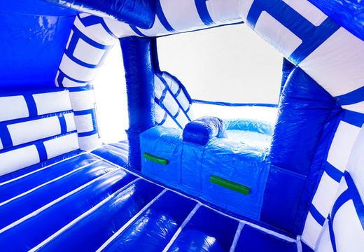 Binnenkant van springkussen Dubbelslide Slide Combo blauw wit