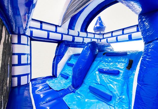 Klimwand van Multiplay dubbelslide kasteel thema blauw wit