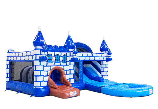 Zijkant Multiplay Dubbelslide met zwembad in kasteel thema