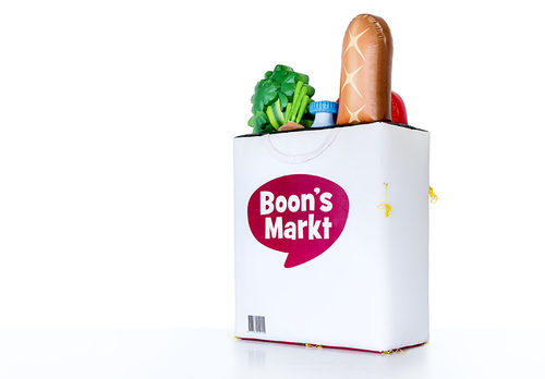 Maatwerk Boon's Markt boodschappentas productvergroting online kopen. Haal uw opblaasbare blow-ups online bij JB Inflatables Nederland